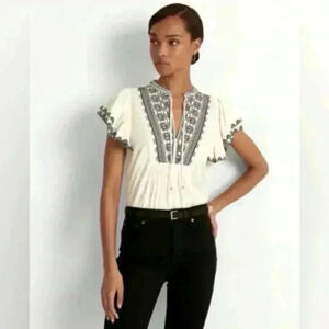 Slub Jersey Flutter-Sleeve Top